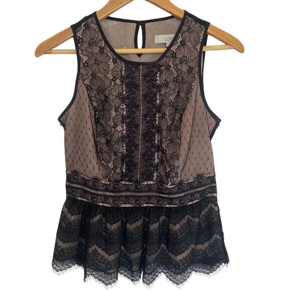 LOFT Tops - LOFT Ann Taylor Sleeveless Lace Peplum Top - Women's XSP